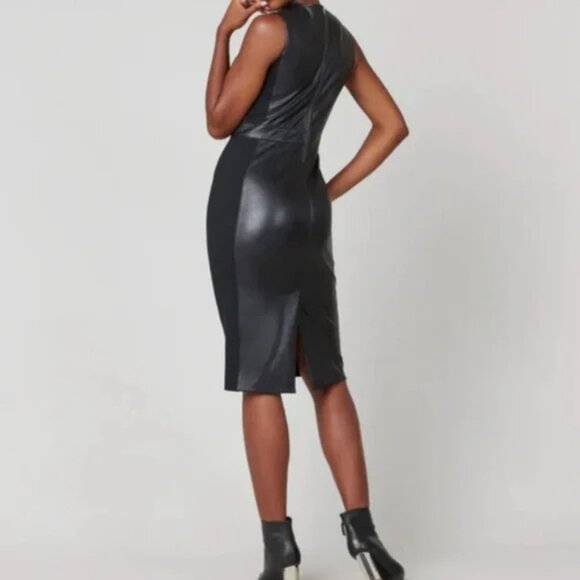 Spanx NWT Black Leather-Like Combo Dress Sz 1X - Picture 6 of 7